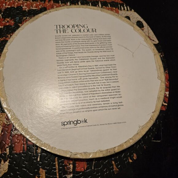 Vintage Collectible 1973 Springbok Trooping the Colour Circular Jigsaw Puzzle - Picture 4 of 6